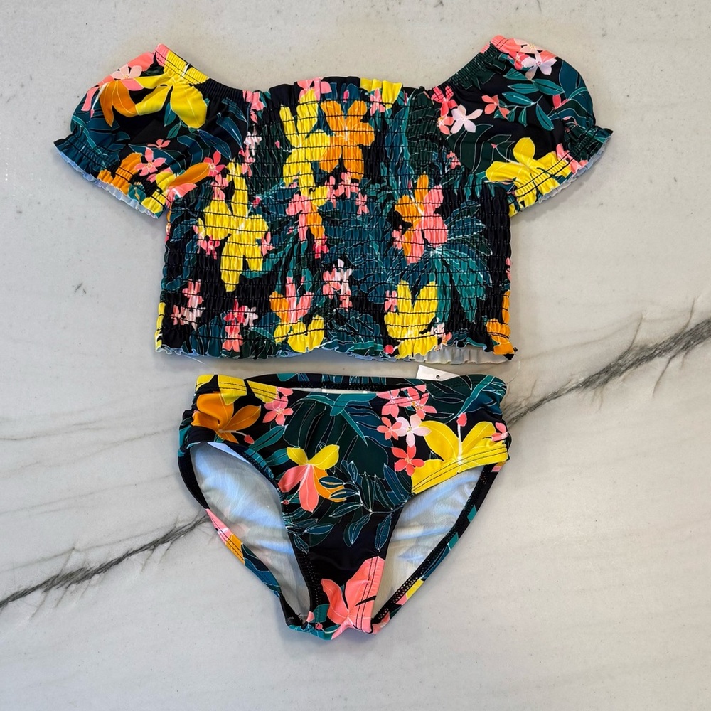 NWT, Floral Off-Shoulder Girls Bikini Set